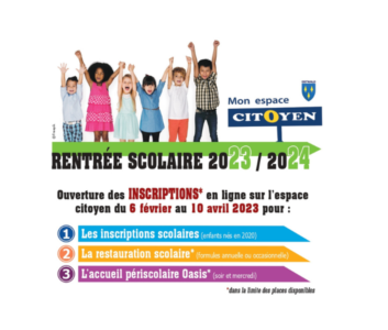 Rentrée 2023-2024 : ouverture des inscriptions en ligne