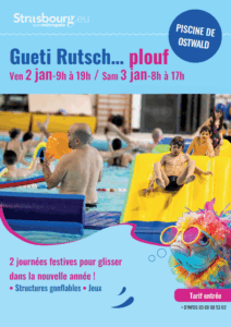 affiche promotion évènement gueti rutsch à la piscine d'Ostwald