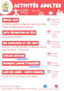 activités adultes au csc année 2025-2026