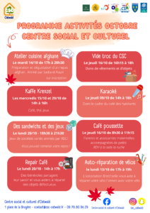 programme activités octobre du CSC