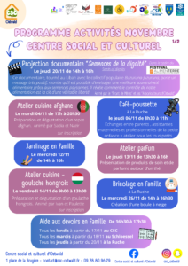 programme activités novembre du CSC