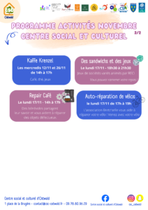 programme activités novembre du CSC