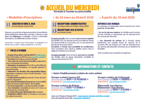 informatiques pratiques sur les modalités d'inscriptions accueil du mercredi pour la rentrée 2026-2027 à Ostwald