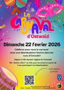 affiche promotion carnaval ostwald organisé par les cadets de la prévention