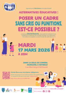 affiche promotion conférence RPE du 17 mars sur le thème "poser un cadre sans cris ou punitions"