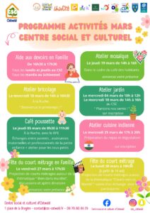 programme activités mars CSC