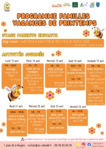 programme activités familles vacances de printemps