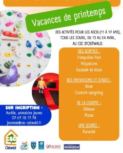 activités vacances de printemps secteur jeunesse