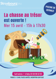affiche la chasse au trésor à la piscine d'Ostwald