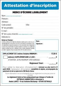 attestation d'inscription braderie ostwald animation 13 septembre 2026
