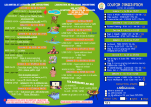 Programme et coupon d'inscription pour les vacances du Centre Social et Culturel en juillet