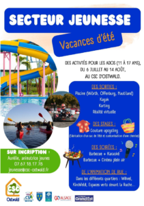affiche programme service jeunesse été 2026 au CSC