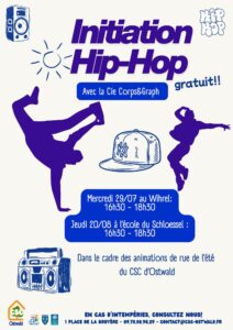 initiation hip hop août 2026 proposé par le CSC et la cie corps et graph