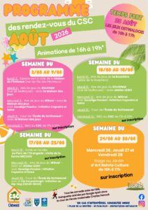 Programme des animations au Centre Social et Culturel en août