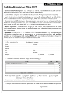 bulletin d'inscription programme 2026-2027 de l'université populaire