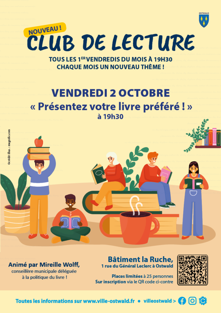 affiche nouveau club de lecture à Ostwald à la ruche tous les premiers vendredis du mois