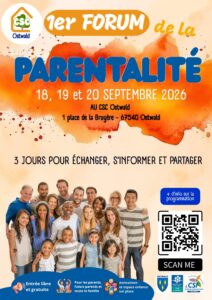 affiche 1er forum de la parentalité au CSC d'Ostwald
