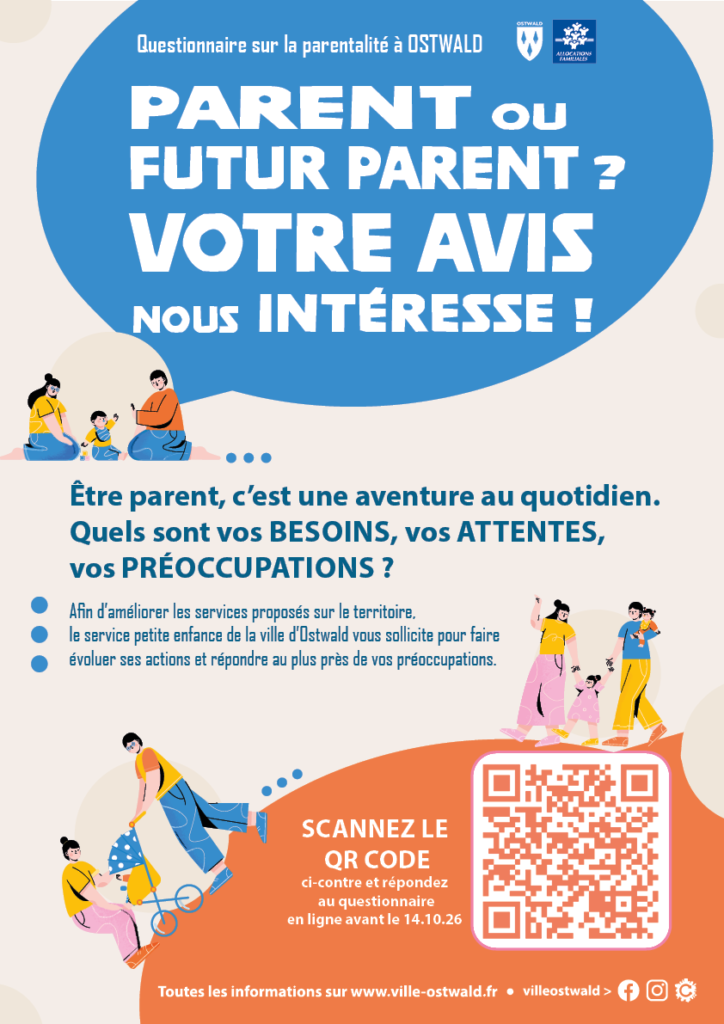 affiche questionnaire parentalité avec QR code à scanner