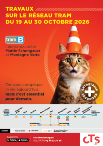 visuel flyer d'informations travaux tram ligne B en octobre à Ostwald