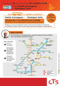 visuel flyer d'informations travaux tram ligne B en octobre à Ostwald
