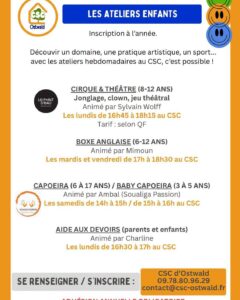 ateliers enfants proposés par le Centre Social et Culturel d'Ostwald