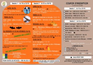 programme vacances d'octobre au csc secteur jeunesse