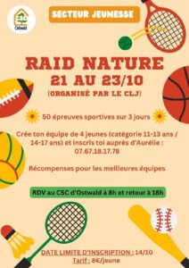 activité raid nature proposée par le Centre Social et Culturel d'Ostwald en octobre